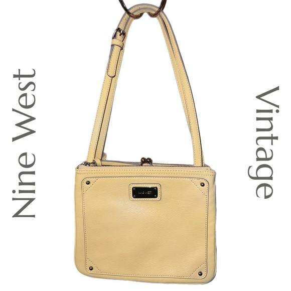 Nine West Handbags - Nine West Beautiful Yellow Purse Triple Compartment Hand Bag Striped Interior